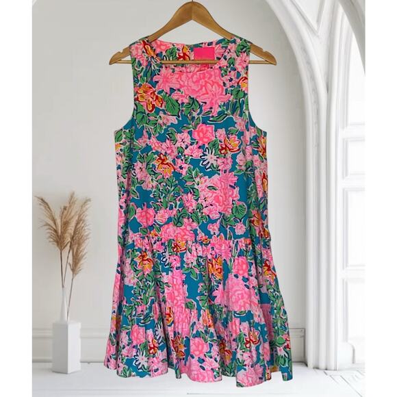 LILLY PULITZER NWT Pink Floral Sun Dress Medium Colorful Beach Resort Vacation - Picture 15 of 16